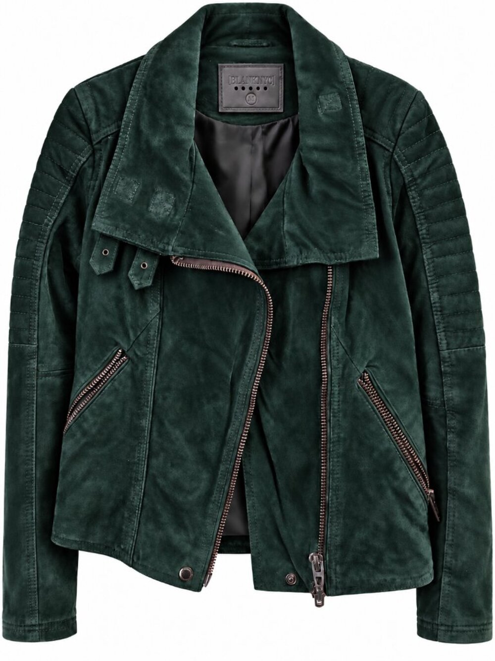 BlankNYC Deep Green Suede Leather Moto Jacket Medium NWOT Never Worn